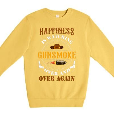 Happiness Is Watching Gunsmoke Over And Over Again Cowboys Premium Crewneck Sweatshirt