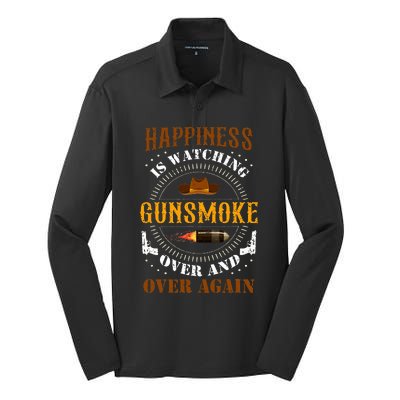 Happiness Is Watching Gunsmoke Over And Over Again Cowboys Silk Touch Performance Long Sleeve Polo