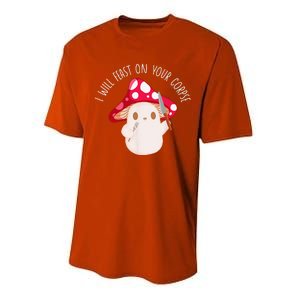 Halloween I Will Feast On Your Corpse Mushroom Funny Meme Performance Sprint T-Shirt