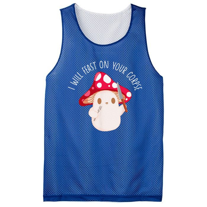 Halloween I Will Feast On Your Corpse Mushroom Funny Meme Mesh Reversible Basketball Jersey Tank