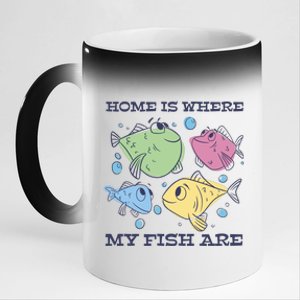 Home Is Where My Fish Are Colorful Fishes 11oz Black Color Changing Mug