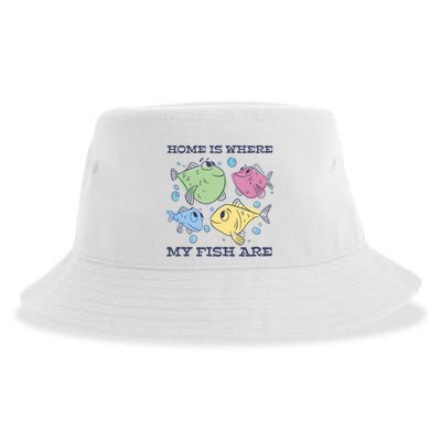 Home Is Where My Fish Are Colorful Fishes Sustainable Bucket Hat