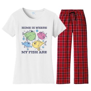 Home Is Where My Fish Are Colorful Fishes Women's Flannel Pajama Set