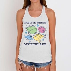 Home Is Where My Fish Are Colorful Fishes Women's Knotted Racerback Tank