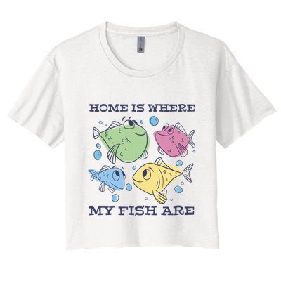 Home Is Where My Fish Are Colorful Fishes Crop Top