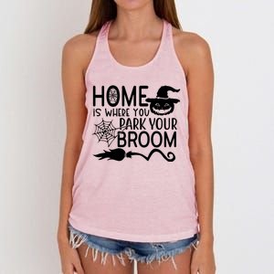 Home Is Where You Park Your Broom Women's Knotted Racerback Tank