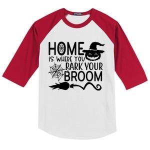 Home Is Where You Park Your Broom Kids Colorblock Raglan Jersey