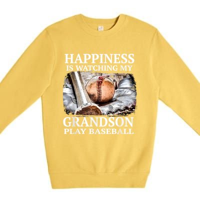 Happiness Is Watching My Grandson Play Baseball Premium Crewneck Sweatshirt