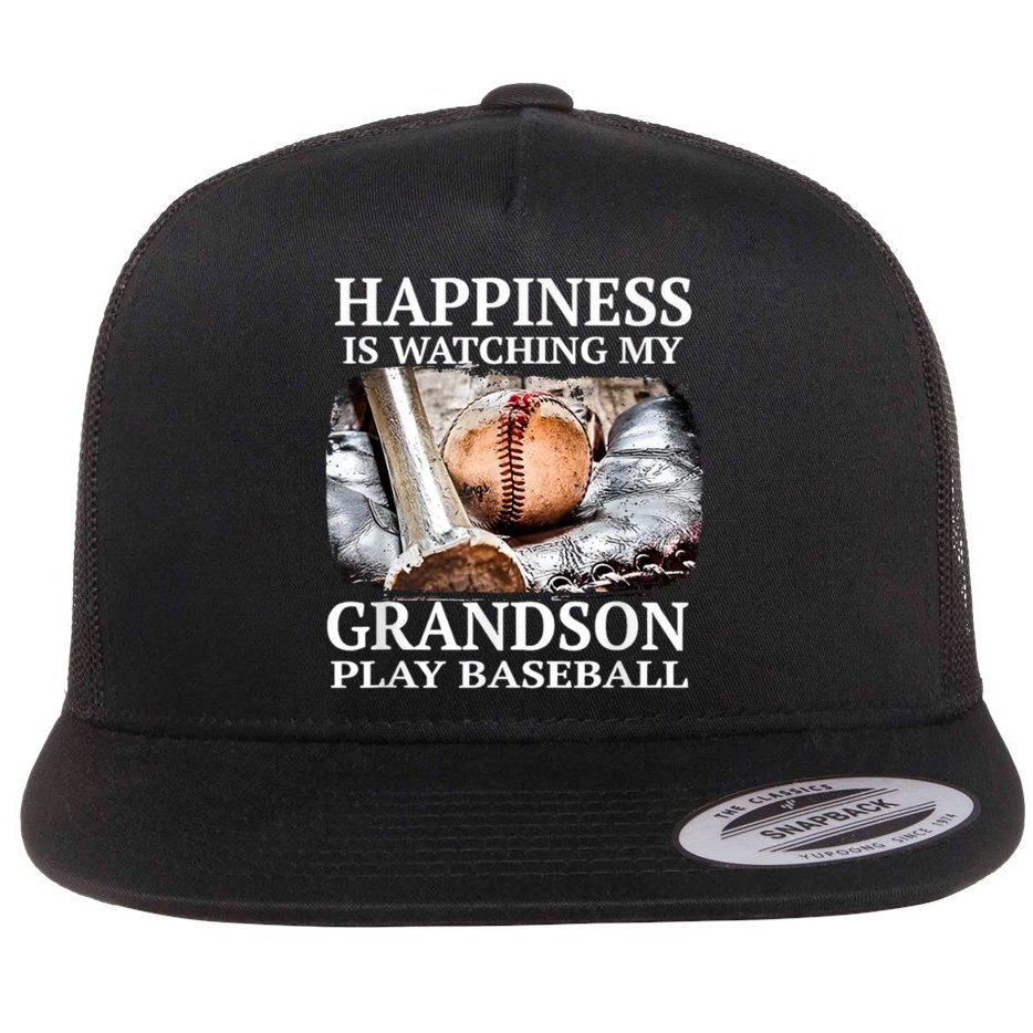 Happiness Is Watching My Grandson Play Baseball Flat Bill Trucker Hat