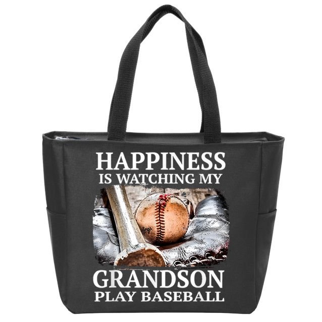 Happiness Is Watching My Grandson Play Baseball Zip Tote Bag