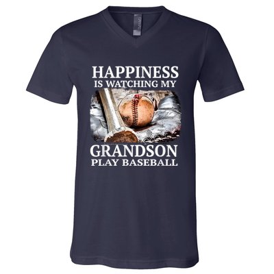 Happiness Is Watching My Grandson Play Baseball V-Neck T-Shirt