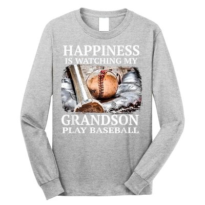 Happiness Is Watching My Grandson Play Baseball Long Sleeve Shirt