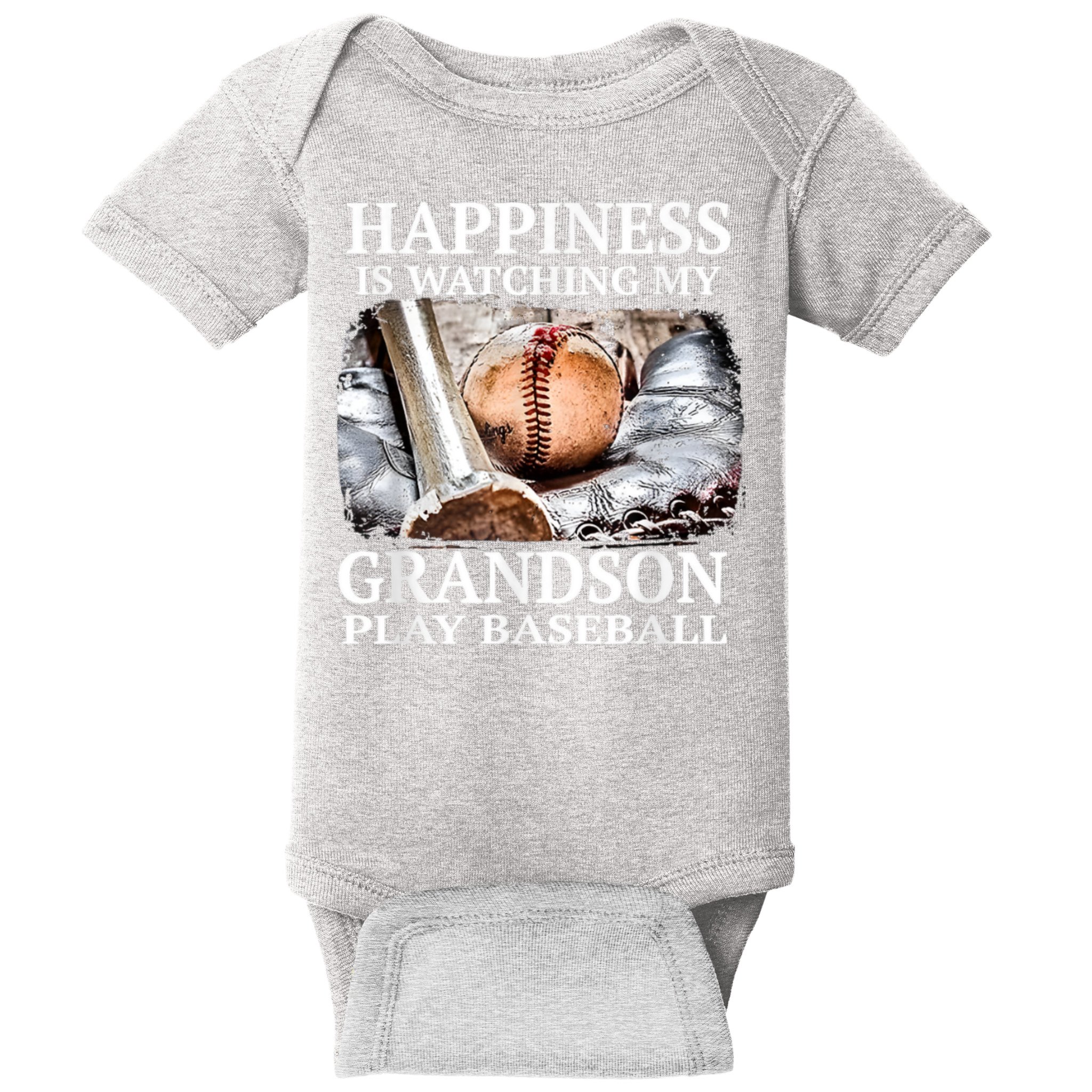 Happiness Is Watching My Grandson Play Baseball Baby Bodysuit