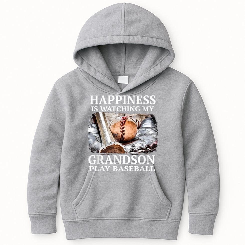 Happiness Is Watching My Grandson Play Baseball Kids Hoodie