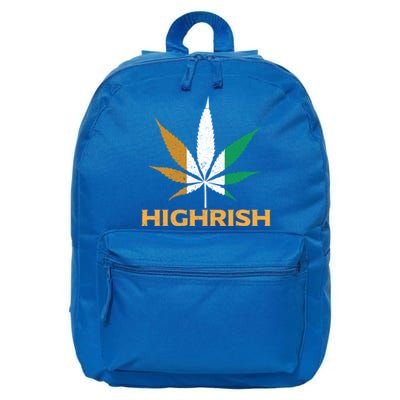 Highrish Irish Weed Leaf St Pattys Day Cool Stoner Cool Gift 16 in Basic Backpack