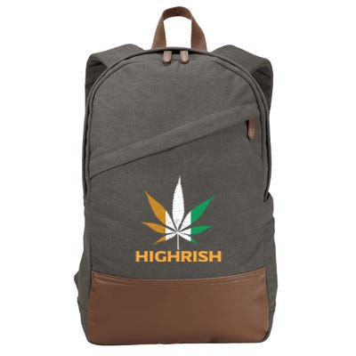 Highrish Irish Weed Leaf St Pattys Day Cool Stoner Cool Gift Cotton Canvas Backpack