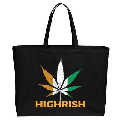 Highrish Irish Weed Leaf St Pattys Day Cool Stoner Cool Gift Cotton Canvas Jumbo Tote