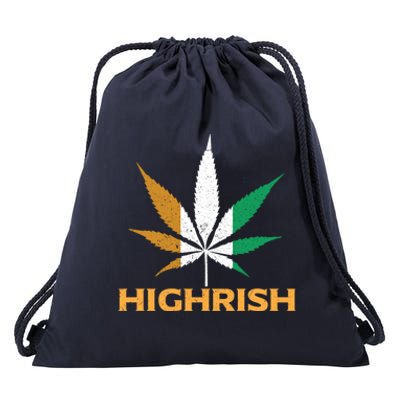 Highrish Irish Weed Leaf St Pattys Day Cool Stoner Cool Gift Drawstring Bag