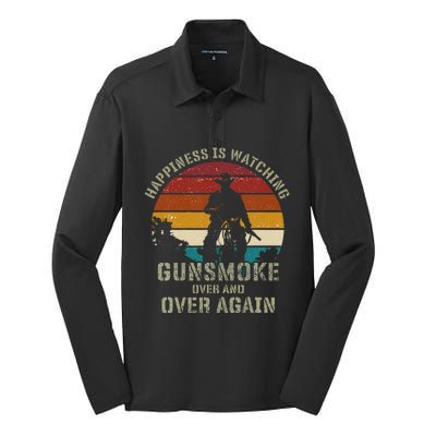 Happiness Is Watching Gunsmoke Over And Over Again Cowboys Silk Touch Performance Long Sleeve Polo