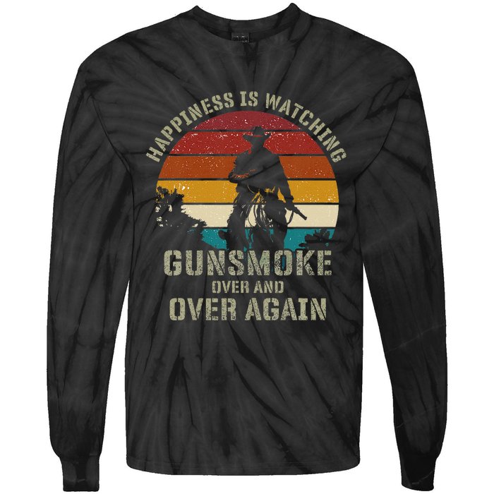 Happiness Is Watching Gunsmoke Over And Over Again Cowboys Tie-Dye Long Sleeve Shirt