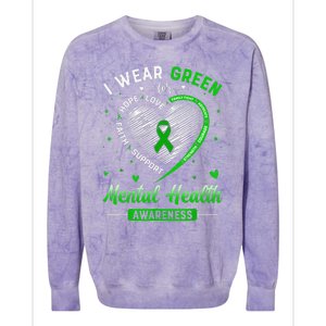 Heart I Wear Green For Mental Health Awareness Month Colorblast Crewneck Sweatshirt