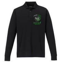 Heart I Wear Green For Mental Health Awareness Month Performance Long Sleeve Polo