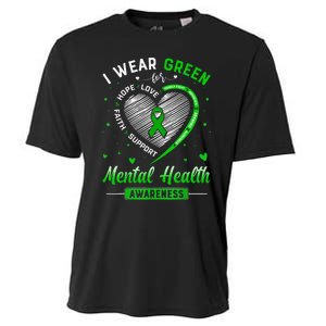 Heart I Wear Green For Mental Health Awareness Month Cooling Performance Crew T-Shirt