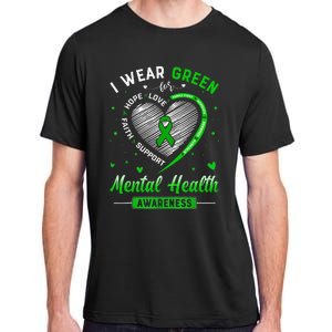 Heart I Wear Green For Mental Health Awareness Month Adult ChromaSoft Performance T-Shirt