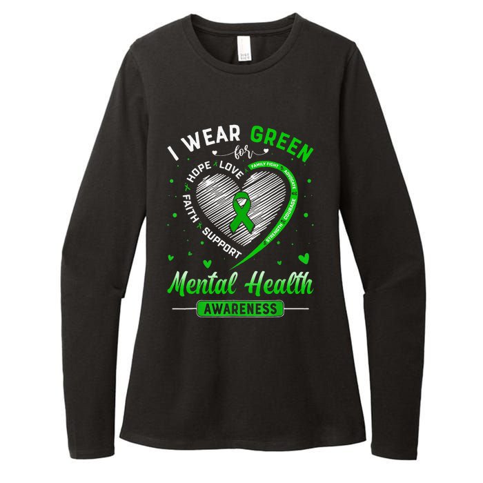 Heart I Wear Green For Mental Health Awareness Month Womens CVC Long Sleeve Shirt