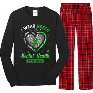 Heart I Wear Green For Mental Health Awareness Month Long Sleeve Pajama Set