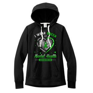 Heart I Wear Green For Mental Health Awareness Month Women's Fleece Hoodie