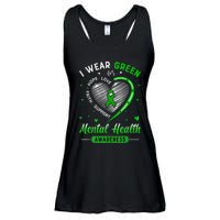 Heart I Wear Green For Mental Health Awareness Month Ladies Essential Flowy Tank