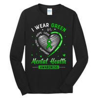 Heart I Wear Green For Mental Health Awareness Month Tall Long Sleeve T-Shirt