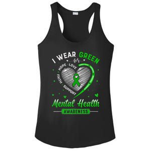 Heart I Wear Green For Mental Health Awareness Month Ladies PosiCharge Competitor Racerback Tank