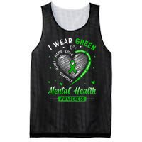 Heart I Wear Green For Mental Health Awareness Month Mesh Reversible Basketball Jersey Tank