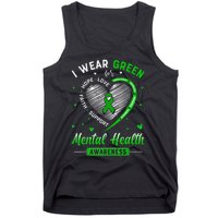 Heart I Wear Green For Mental Health Awareness Month Tank Top