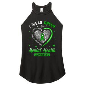 Heart I Wear Green For Mental Health Awareness Month Women's Perfect Tri Rocker Tank