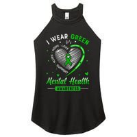 Heart I Wear Green For Mental Health Awareness Month Women's Perfect Tri Rocker Tank