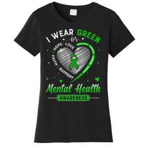 Heart I Wear Green For Mental Health Awareness Month Women's T-Shirt