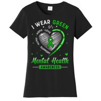 Heart I Wear Green For Mental Health Awareness Month Women's T-Shirt