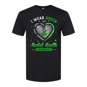 Heart I Wear Green For Mental Health Awareness Month Softstyle CVC T-Shirt