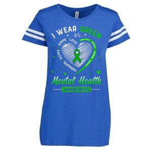 Heart I Wear Green For Mental Health Awareness Month Enza Ladies Jersey Football T-Shirt