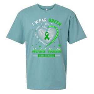 Heart I Wear Green For Mental Health Awareness Month Sueded Cloud Jersey T-Shirt