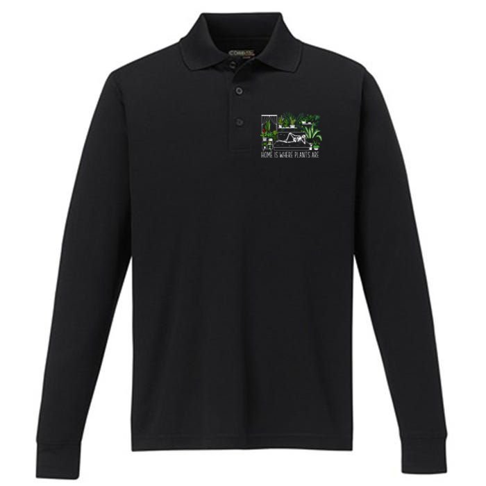 Home Is Where My Plants Are House Plant Performance Long Sleeve Polo