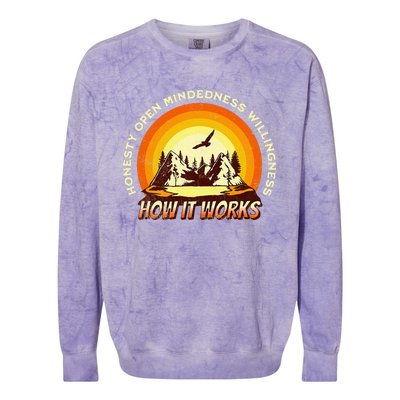 How It Works Sobriety 12 Step Aa Na Recovery Colorblast Crewneck Sweatshirt