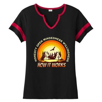 How It Works Sobriety 12 Step Aa Na Recovery Ladies Halftime Notch Neck Tee