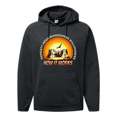 How It Works Sobriety 12 Step Aa Na Recovery Performance Fleece Hoodie