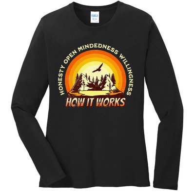 How It Works Sobriety 12 Step Aa Na Recovery Ladies Long Sleeve Shirt