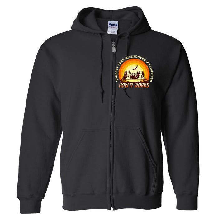 How It Works Sobriety 12 Step Aa Na Recovery Full Zip Hoodie