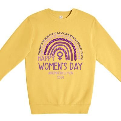 Happy International Women Day 2024 Purple Rainbow Premium Crewneck Sweatshirt